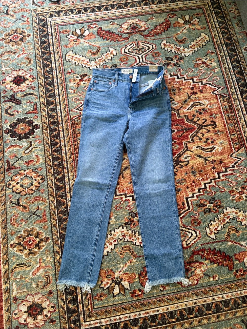 Madewell Light Blue Straight Leg Raw-Hem Jeans
